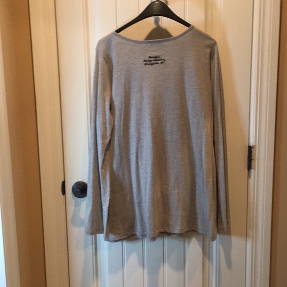 HARLEY DAVIDSON  2X Long Sleeves Top / Tunic  Lt Grey metallic studs Neck&Logo - Picture 5 of 7